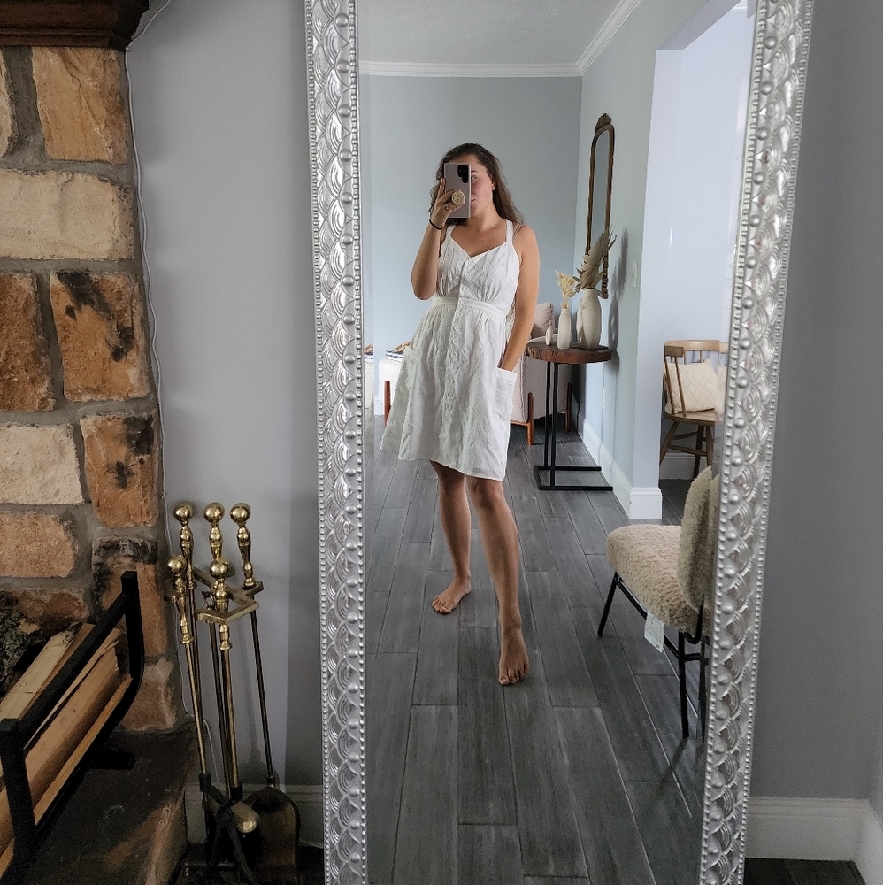Modcloth White Textured Midi Dress